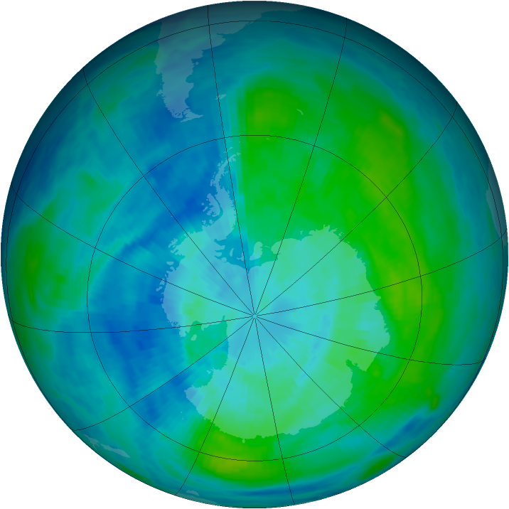 Antarctic ozone map for 22 March 1987